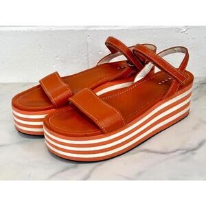 Prada Platform Sandals with Orange and White Striped Sole Size US 8.5 (EU39)